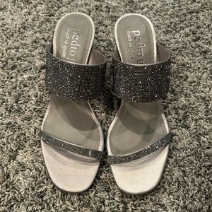 Pedro Garcia Swarovski Crystal Silver Slide Sandals